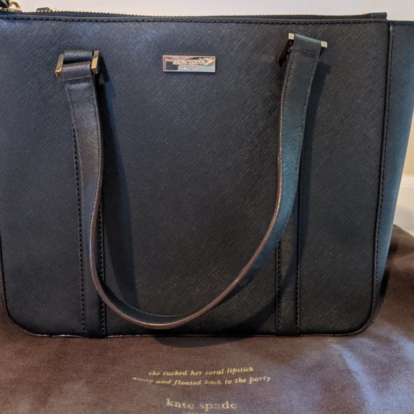 Kate Spade Black Saffiano Leather Double Zip Tote - Picture 5 of 5